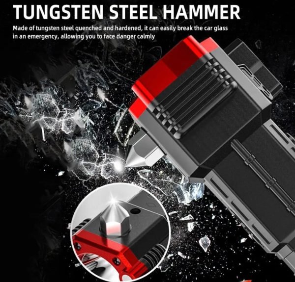 Rechargeable Tactical LED Flashlight | Power Bank with Safety Hammer - Image 3