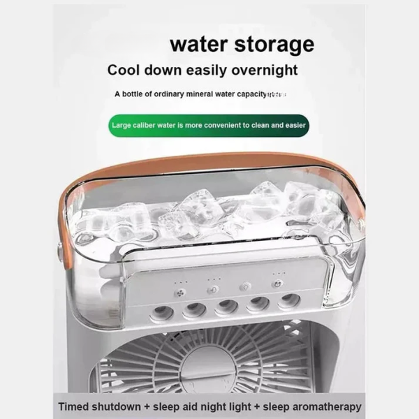 10-Inch Large Portable Air Conditioner Fan | USB Electric Fan with LED Night Light, Mist & Humidifier Function | Random Color - Image 3