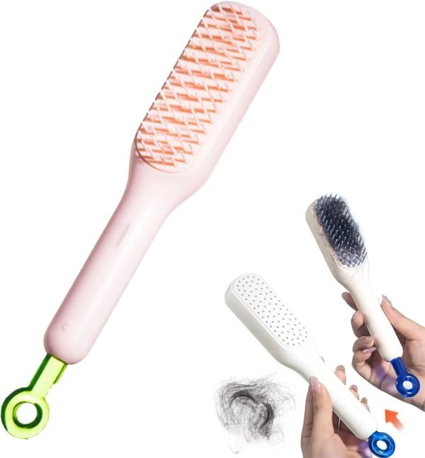 Self-Cleaning Hair Brush & Telescopic Comb | Detangling Brush with One-Pull Cleaning Mechanism | Random Color - Image 6
