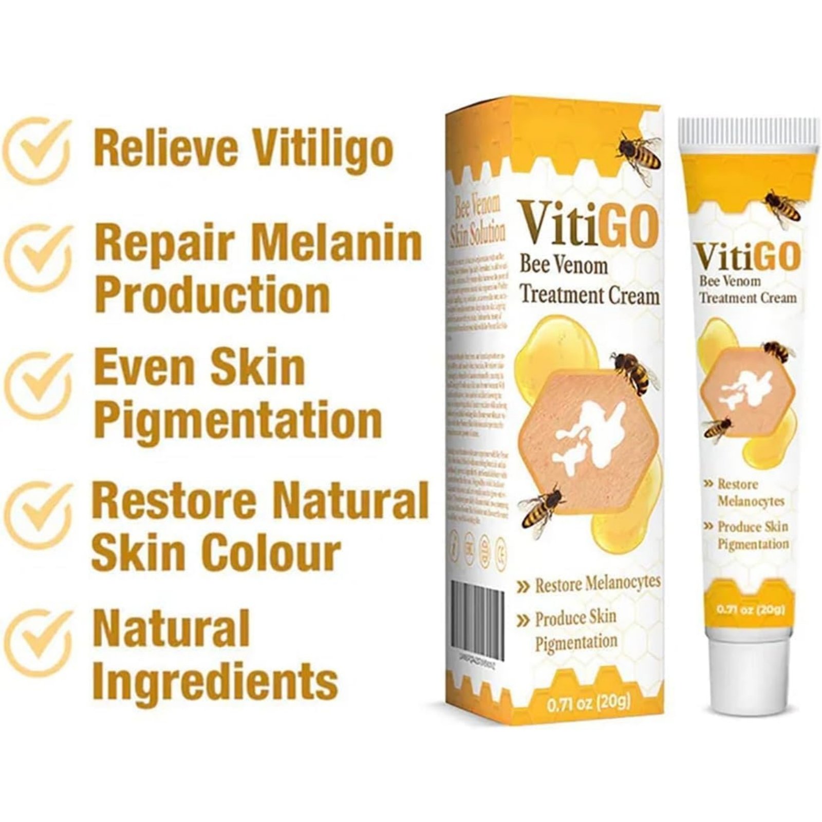 Vitigo Bee Venom Treatment Cream | Natural Skin Repair Hydration Relief Anti-Irritation - Image 2