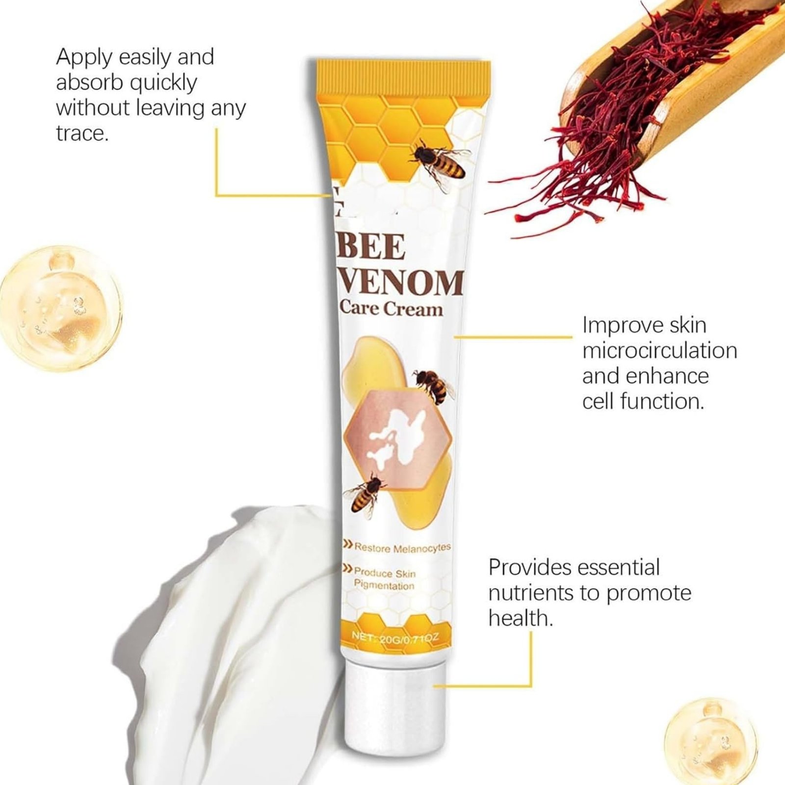 Vitigo Bee Venom Treatment Cream | Natural Skin Repair Hydration Relief Anti-Irritation - Image 4